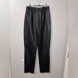 Chandler Hill Genuine Leather Vtg 90s Black Pants Moto Biker 100% Leather 6